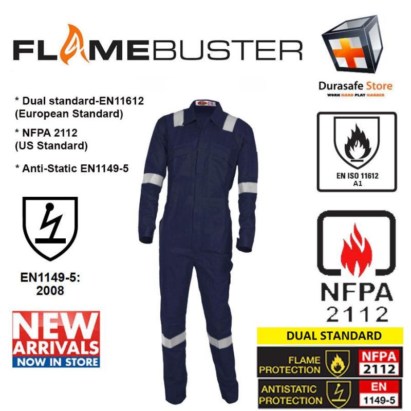 Bộ áo liền quần bảo hộ chống cháy FLAMEBUSTER FR 100% cotton Zip Màu Xanh Navy Size M/50