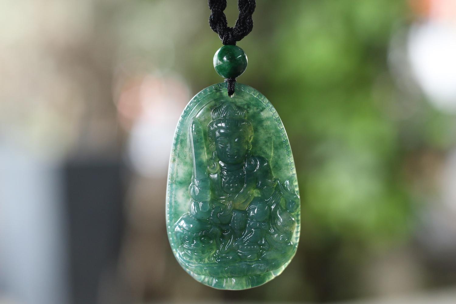 Mặt Dây Chuyền Văn Thù Bồ Tát Chalcedony 5x3cm