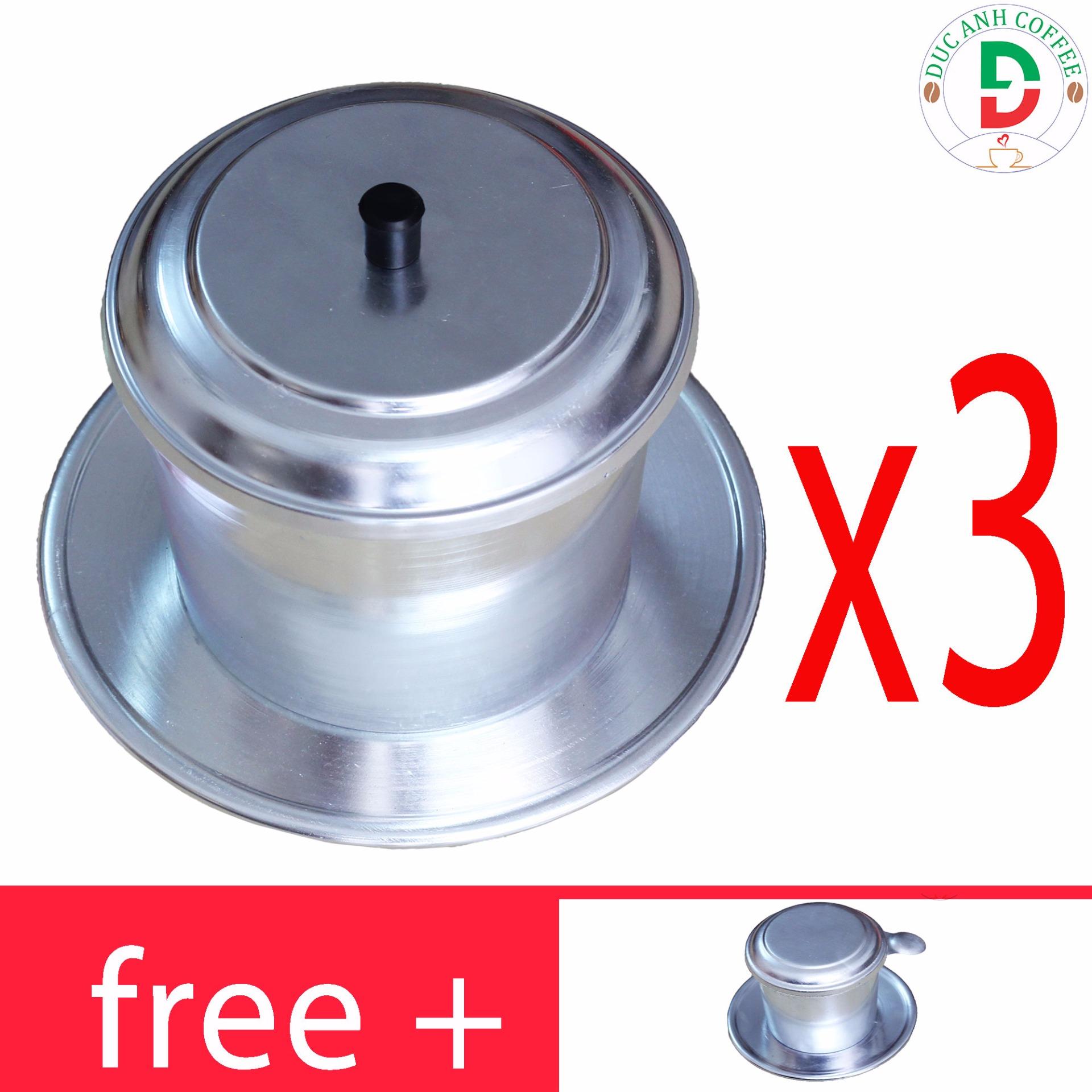 [HCM]combo 3 phin nhôm pha cà phê loại lớn Hết cỡ 500ml ( pha được 10-12 người uống)- tặng 1 phin size 7 dày 6 zem - sản phẩm của công ty TNHH cà phê Đức Anh