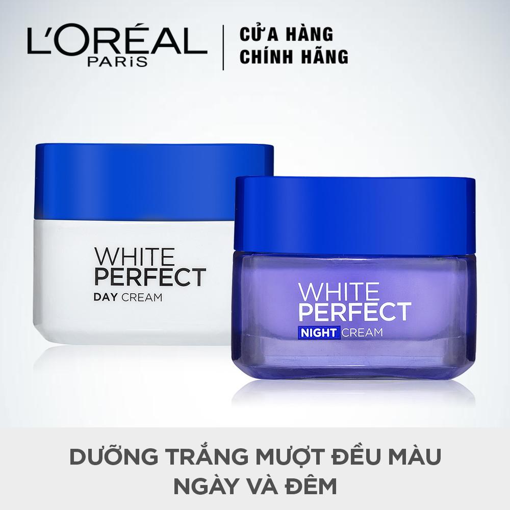 Bộ kem dưỡng da trắng mượt đều màu ngày và đêm LOréal Paris White Perfect 50ml