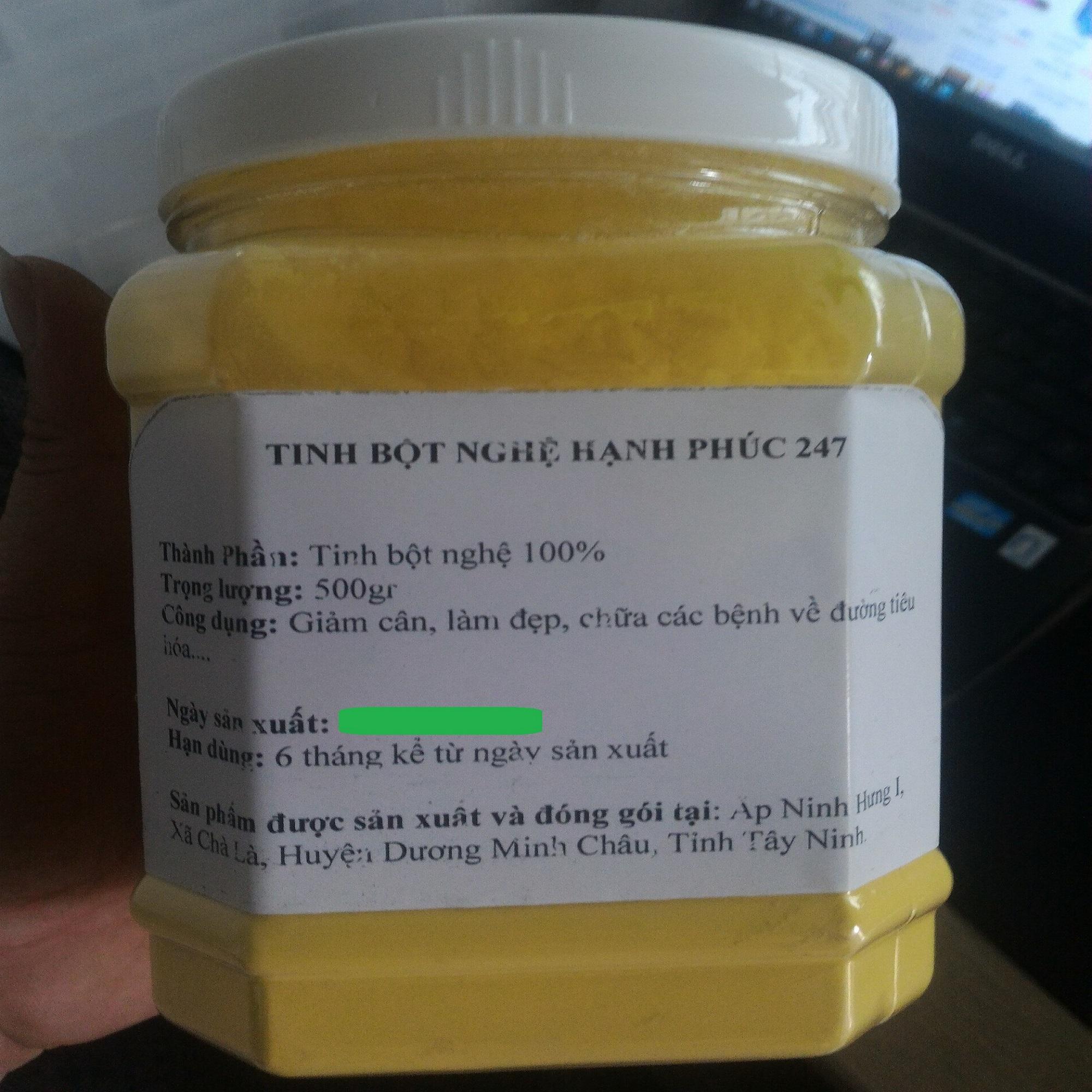 Tinh Bột Nghệ Hạnh Phúc 247 Nguyên Chất 100% Cam kết Chất Lượng - Hủ 500Gr Nhật Bản