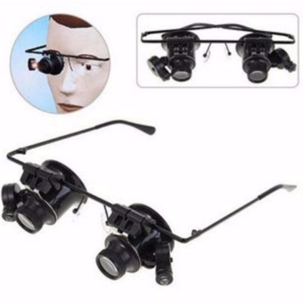 Kính lúp 2 mắt phóng đại 20 lần có đèn Led dùng trong sửa chữa Làm Đẹp