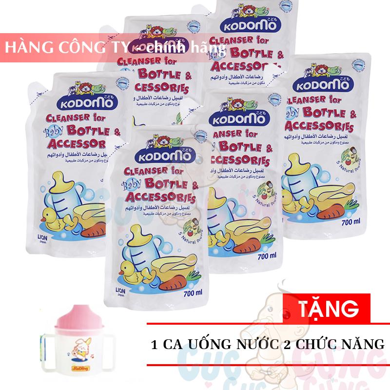  Bộ 6 bịch nước rửa bình sữa KODOMO TẶNG 1 ca uống nước 2 chức năng - nuoc rua binh sua 