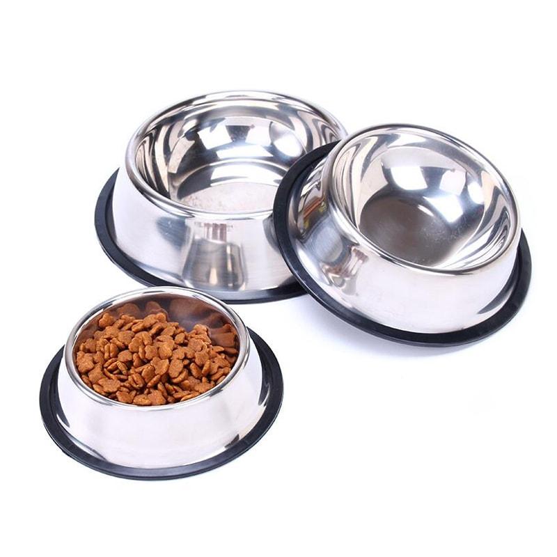 Bát inox chống trơn trượt đựng thức ăn chó mèo đủ size