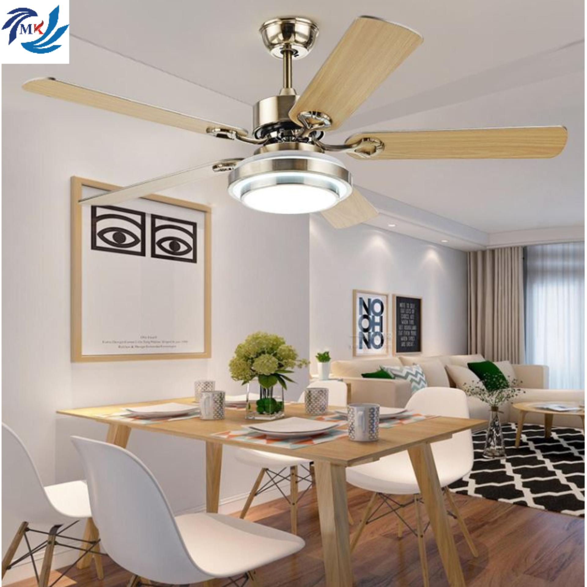 Quạt trần đèn cao cấp greenfan fx152, 5 cánh, 132cm, điều khiển