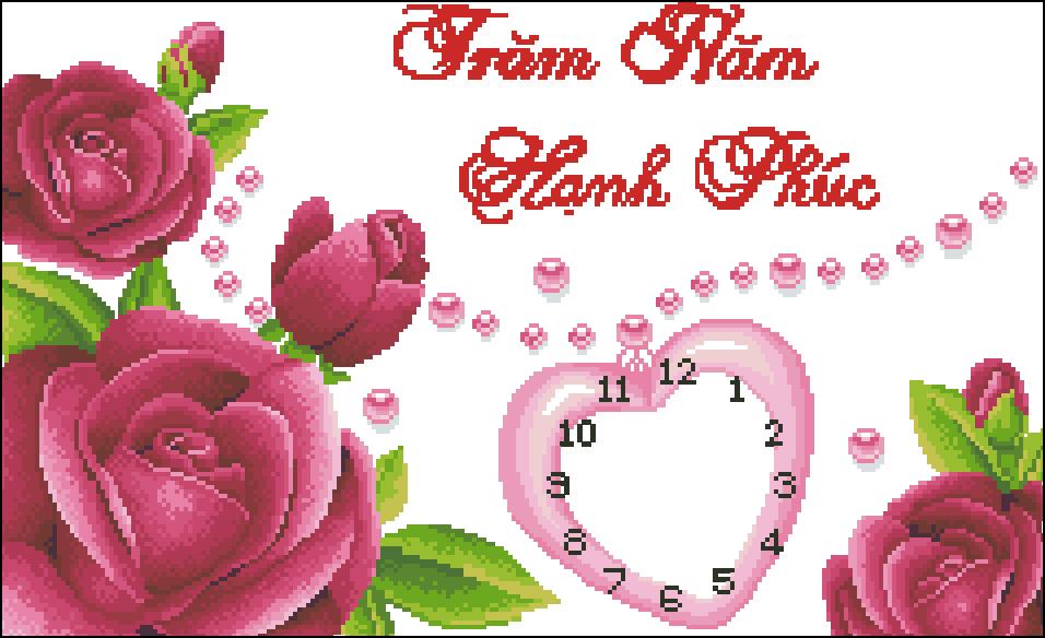[HCM]Tranh Thêu Chữ Thập Đồng Hồ Trăm Năm Hạnh Phúc 1