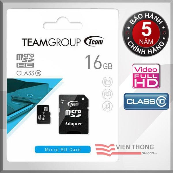 Thẻ nhớ 16GB Class10 Team Group INC Micro SDHC (Đen) Adapter - Hãng phân phối chính thức