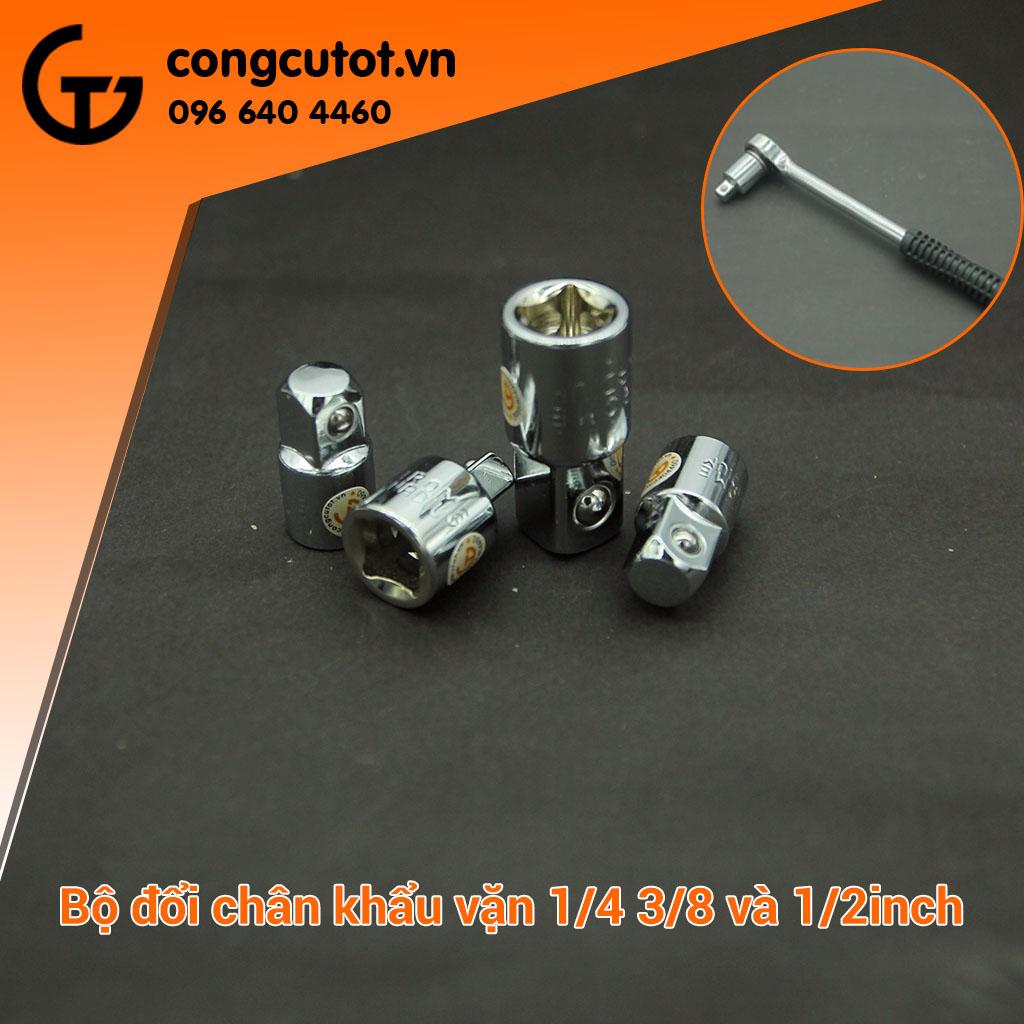 Bộ 4 đầu đổi chân khẩu vặn 1/4, 3/8, 1/2 inch