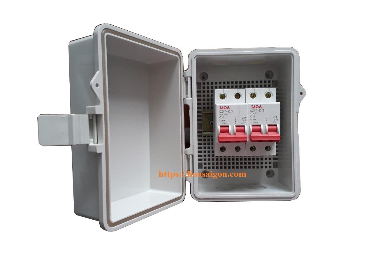 Tủ điện trong nhà và ngoài trời 180x140mm LiOA JL-00B lắp sẵn 2 thiết bị MCB tùy chọn 10A, 16A, 25A, 32A, 40A
