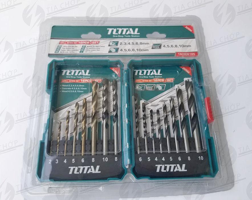 Bộ 16 mũi khoan sắt, bê tông và gỗ total tacsd6165