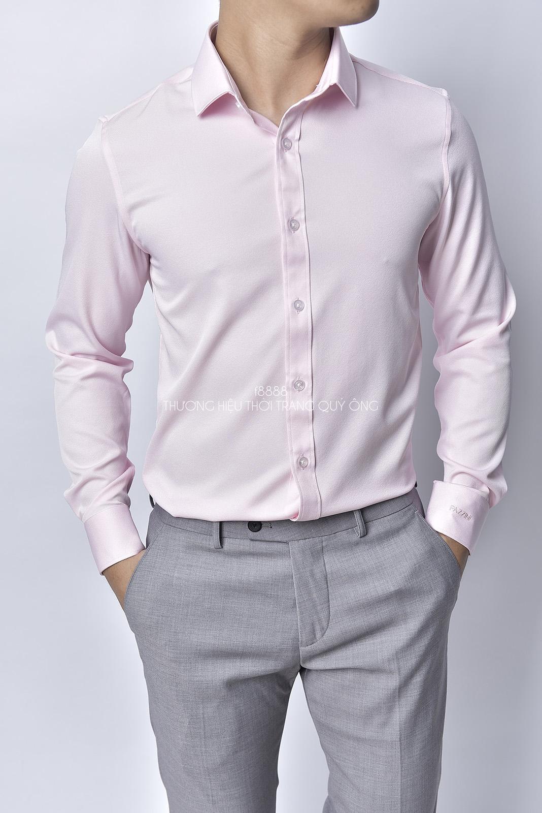 Áo sơ mi nam Hồng Nhạt Vải Trượt Cao cấp(Hàng Mới)