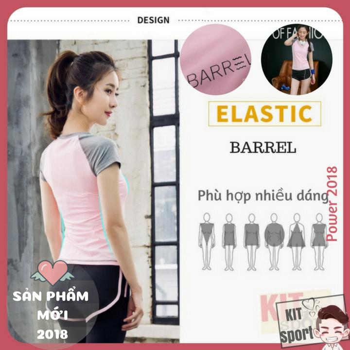 Áo thể thao nữ Barrel - Cửa hàng phân phối KIT Sport - Hàng nội địa Trung(Women T-Shirt, đồ tập quần áo gym,mẫu ngắn, thể dục,thể hình, áo thun phông, Yoga, Aerobic,Zumba Fitness)