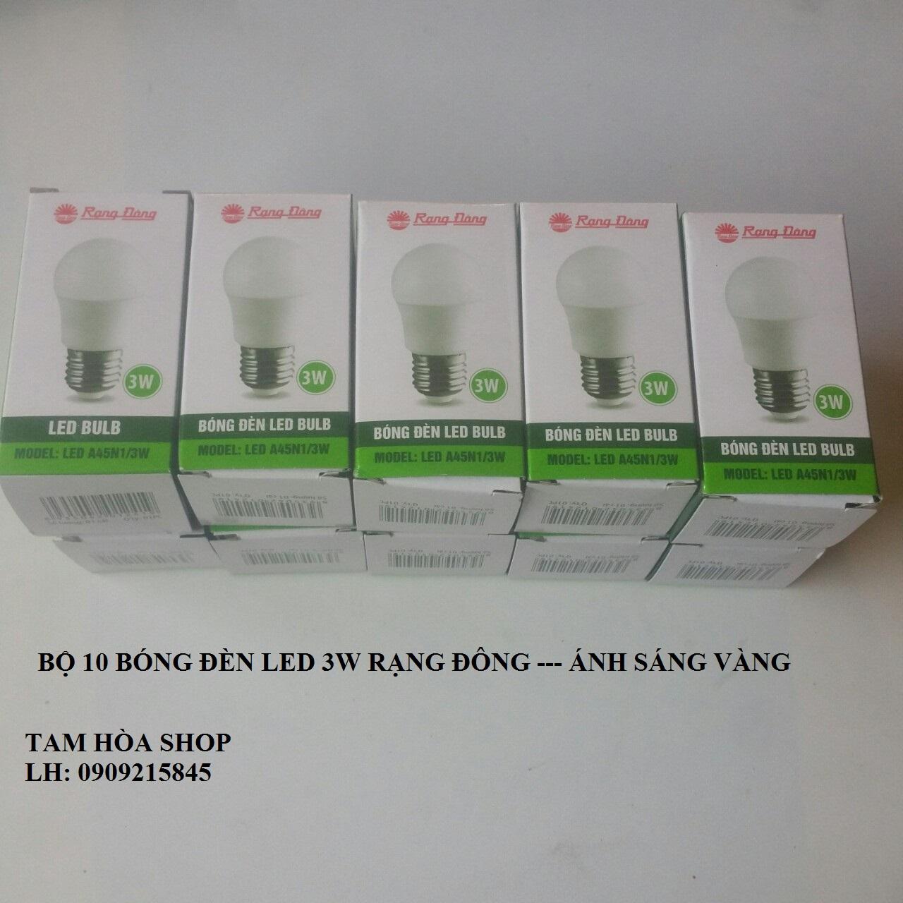 Bộ 10 bóng đèn led tròn 3w rạng đông- model a45n1/3w