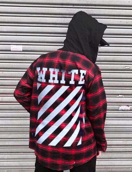 Áo khoác dáng sơmi caro cá tính "white off" hot 2019