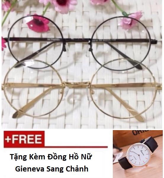 [HCM]Kính nobita gọng tròn trẻ trung (Vàng) + Tặng đồng hồ nữ 2 kim mới