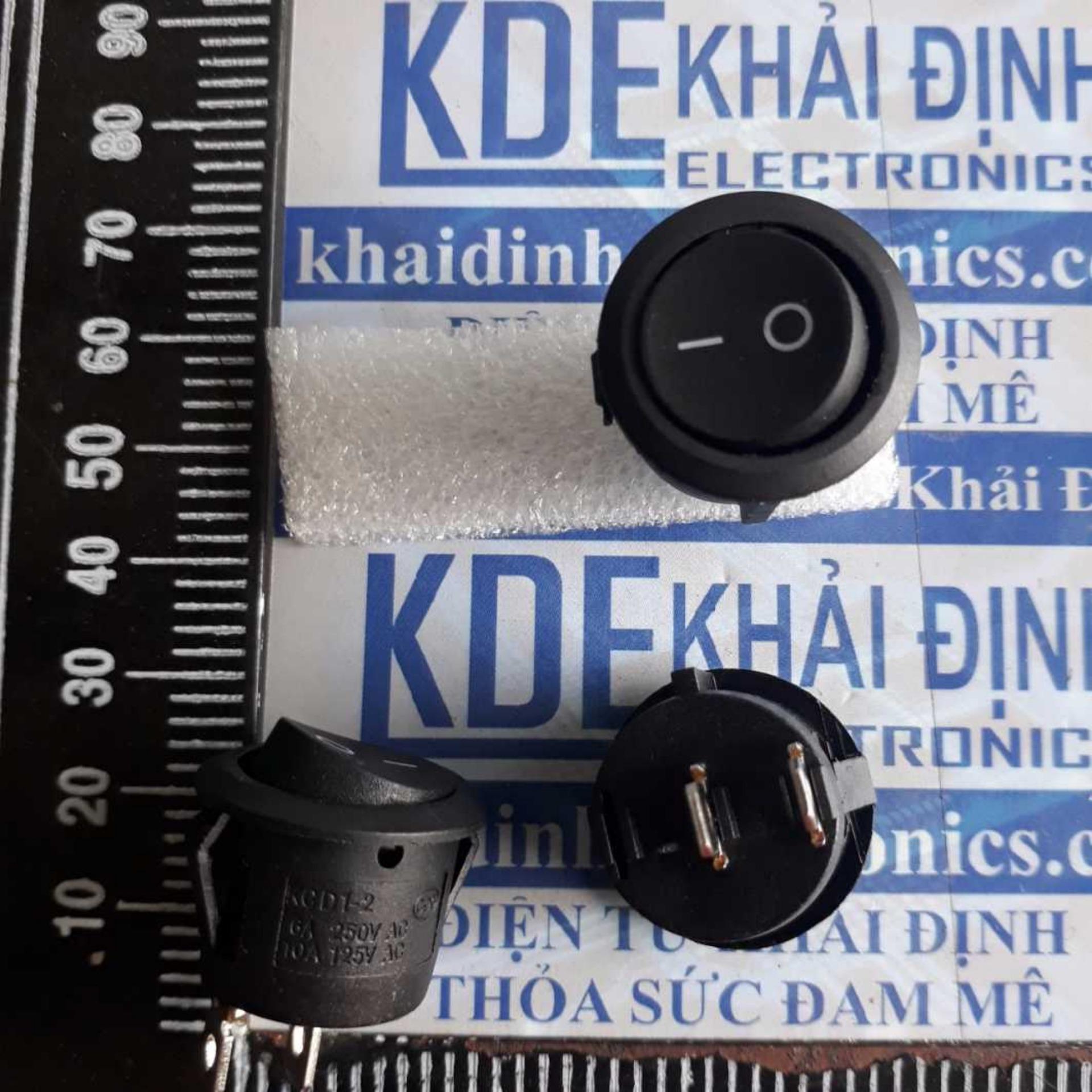 combo 10 CÔNG TẮC BẬP BÊNH KCD1-105 TRÒN, ĐEN 2 CHÂN 2 TRẠNG THÁI LỖ 22MM 6A250V kde1954