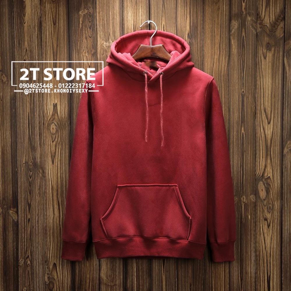 2T STORE ÁO KHOÁC HOODIE NỈ CÓ NÓN TRƠN MÀU ĐỎ 2TAKN08001-8.jpg