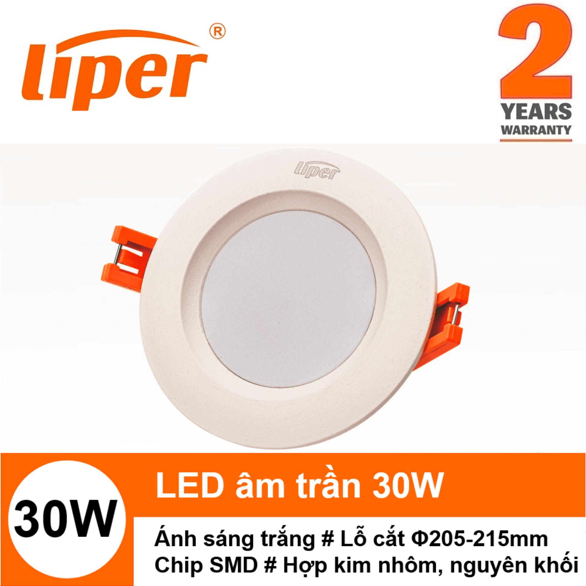 Đèn led downlight âm trần tròn 30w ánh sáng trắng lỗ cắt φ205-215mm liper lpdl-30a01-yx-c