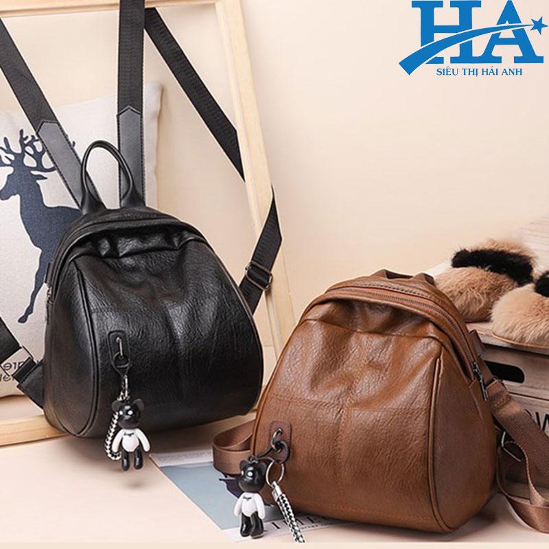 Balo nữ đi học, đi chơi, balo mini Hàn Quốc siêu dễ thương chất liệu da kèm gấu - GDTRONGL52