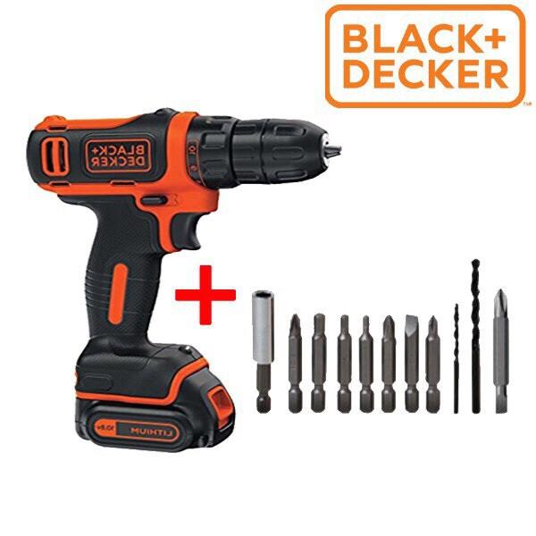 Black&Decker - 10.8V - 1.5Ah MÁY KHOAN VẶN VÍT DÙNG PIN LI-ION + KÈM VALI PHỤ KIỆN - BDCDD12K
