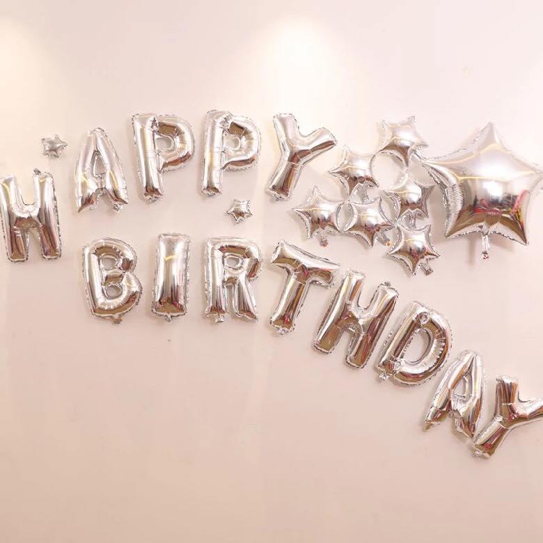 Bộ chữ happy birthday kèm hình sao