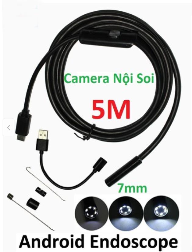 Camera nội soi đường kính siêu nhỏ 7mm - dài 5m dùng cho điện thoại Android và Máy tính