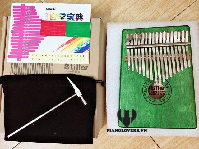 Đàn Kalimba xanh lá trơn gỗ Mahogany phân phối Stiller 17 phím Thumb Piano - HÀNG CÓ SẴN