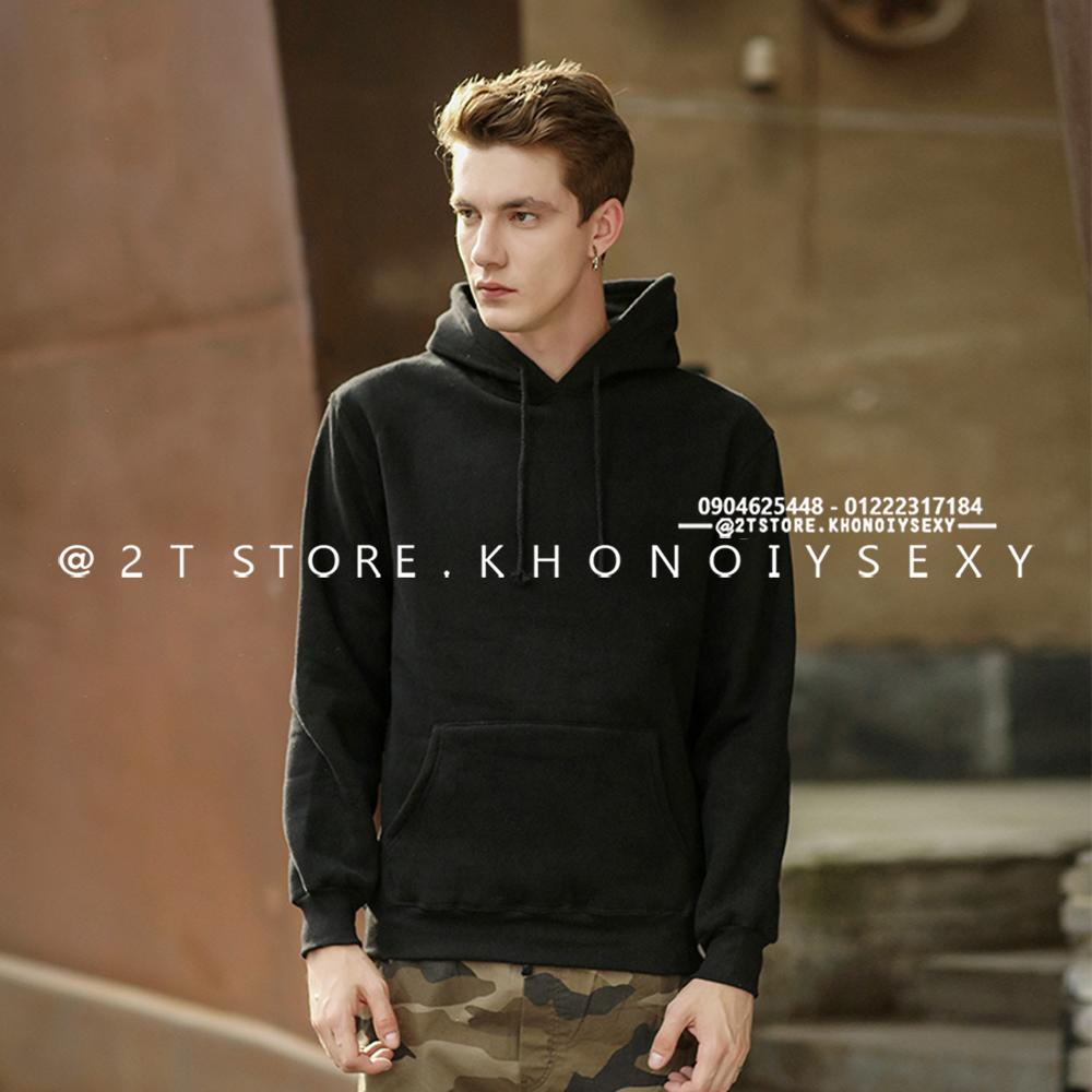 2T STORE ÁO KHOÁC HOODIE NỈ CÓ NÓN TRƠN MÀU ĐEN 2TAKN08001-15.jpg