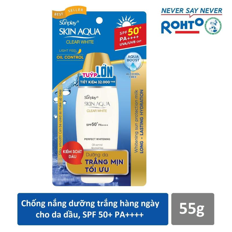 Kem chống nắng Sunplay Skin Aqua Trắng Mịn Tối Ưu SPF 50 55gr nhập khẩu