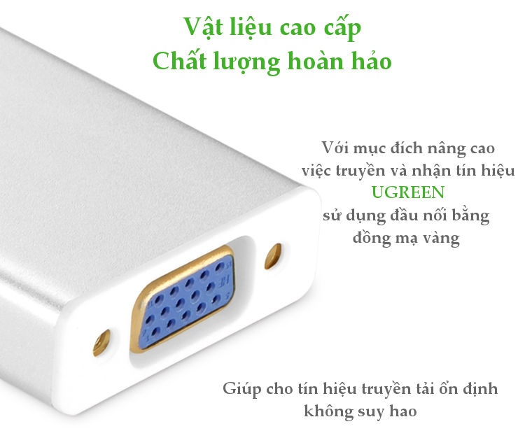 Dây chuyển đổi DisplayPort sang VGA+Audio converter (Vỏ nhôm) dài 25cm UGREEN DP106 Dây chuyển đổi DisplayPort sang VGA+Audio converter (Vỏ nhôm) dài 25cm UGREEN DP106