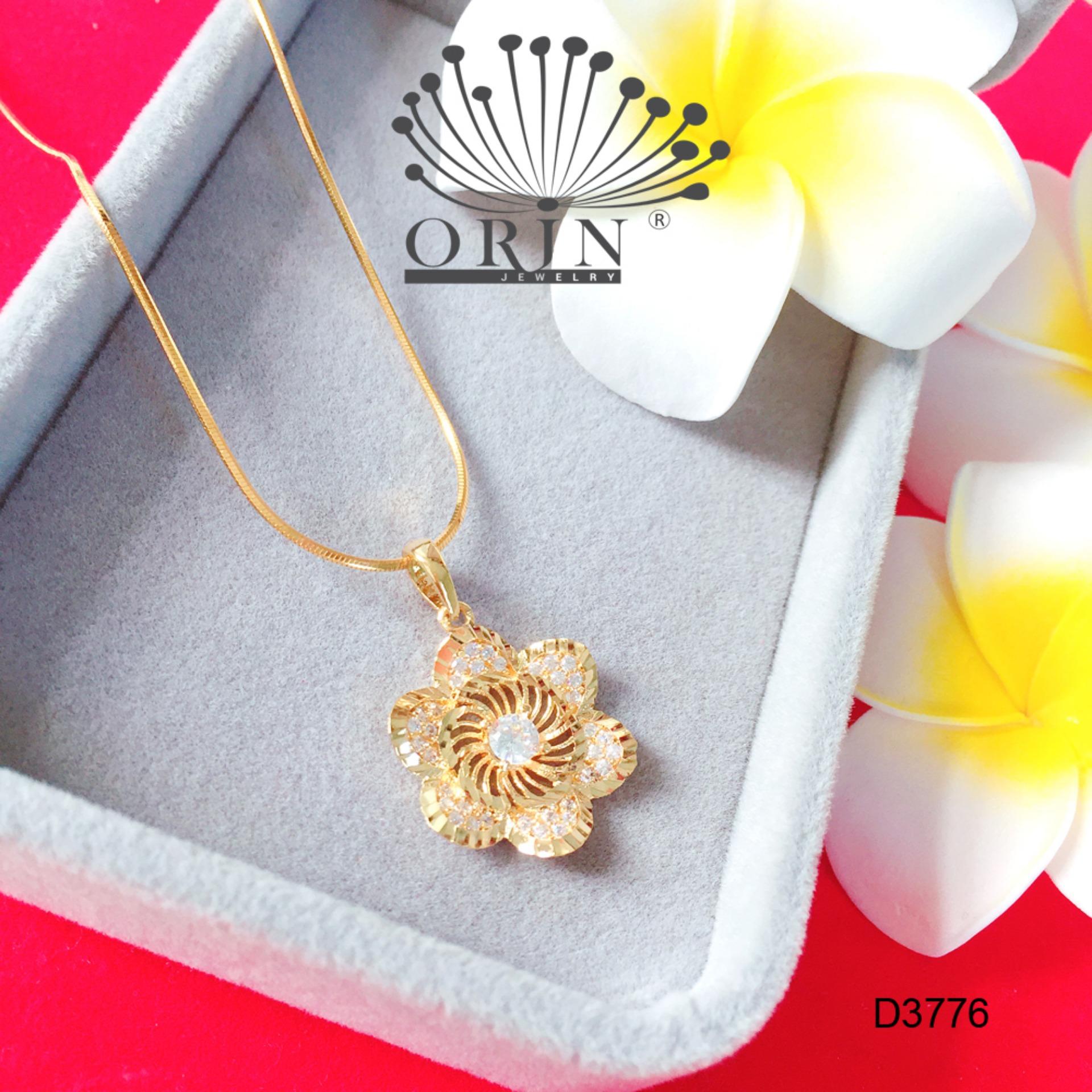 Dây chuyền mặt hoa tia 6 cánh dây mì khóa tròn cao cấp Orin D3776 - Long Tien