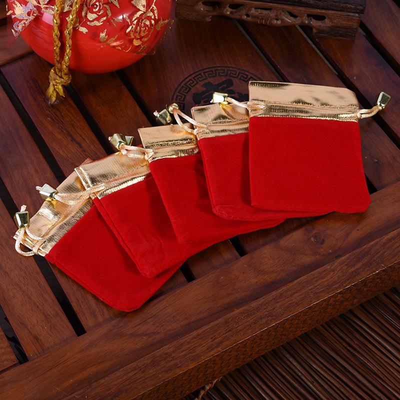 Combo 100 túi rút nhung đỏ,túi may mắn, túi tote đựng tiền, trang sức giá rẻ KT 8x10cm TM83