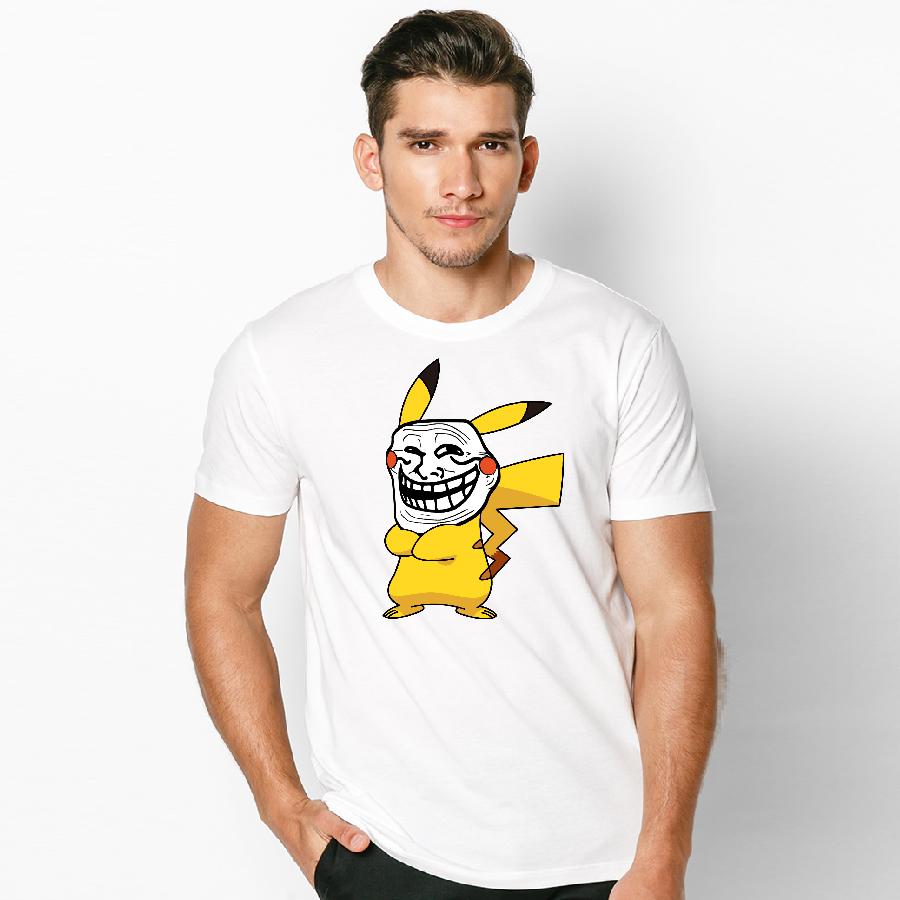 Áo thun nam in hình Pika Troll cao cấp  ( Trắng )
