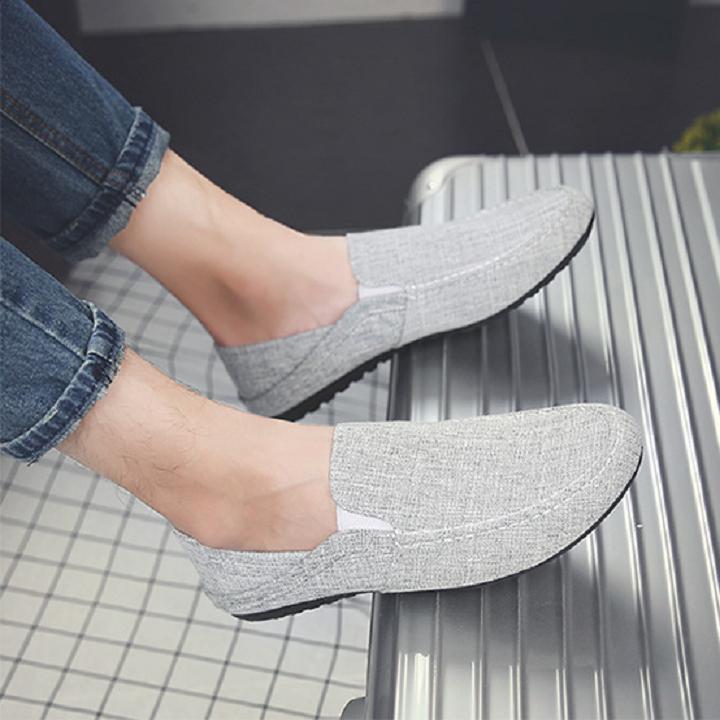 Giầy Lười Vải Nam Hàn Quốc Màu Xám Nhạt