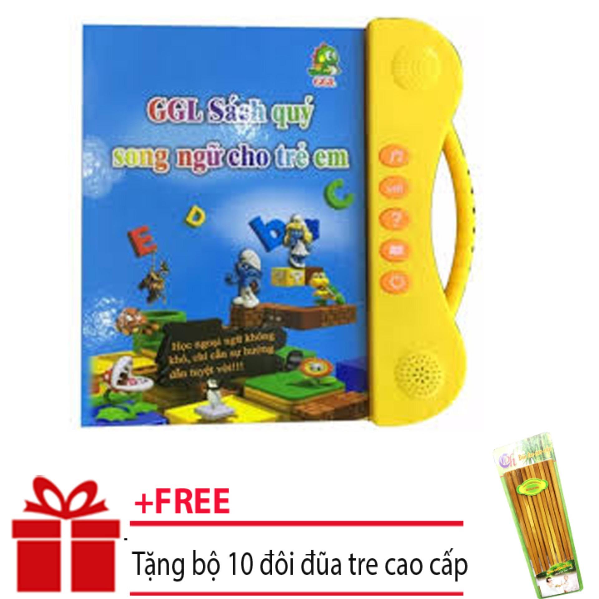 Sách nói điện tử song ngữ Anh-Việt - Sách Song ngữ điện tử cho bé đọc hát kể chuyện - Sách thông minh cho bé đa năng Sách điện tử song ngữ Anh - Việt 2in1 cho trẻ + Tặng bộ 10 đôi đũa tre Cao Phong
