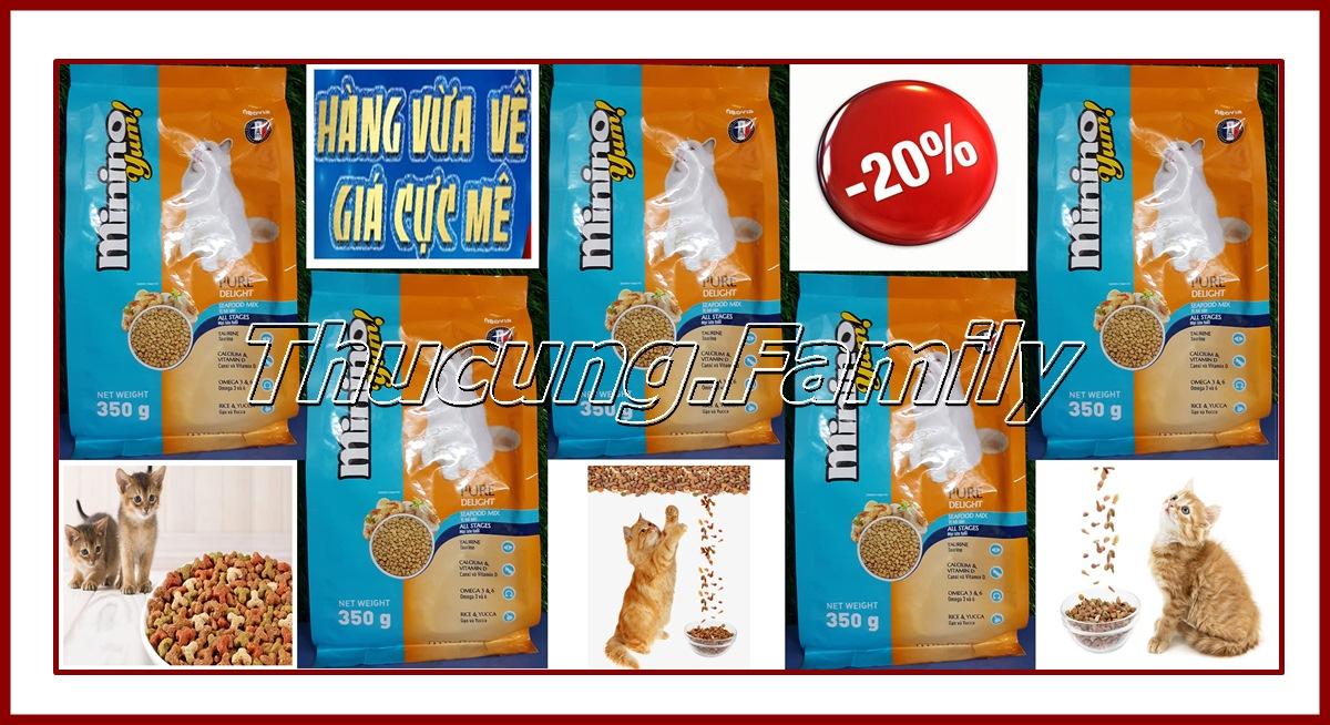 Combo 5 túi thức ăn mèo vị hải sản. blisk mới- minino yum 350g/túi.