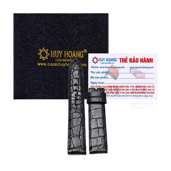 Hl8201-20 - dây đồng hồ da cá sấu size 20 màu đen