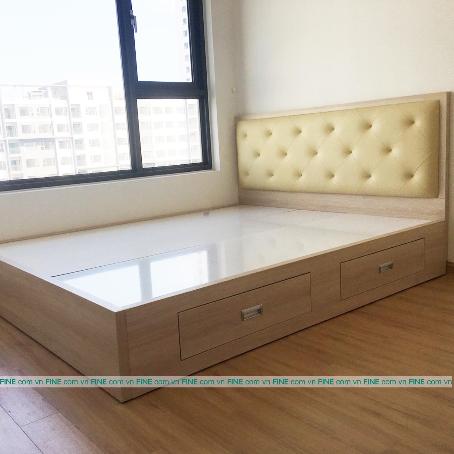Giường vai đứng hiện đại sang trọng có 2 hộc kéo fine fg048