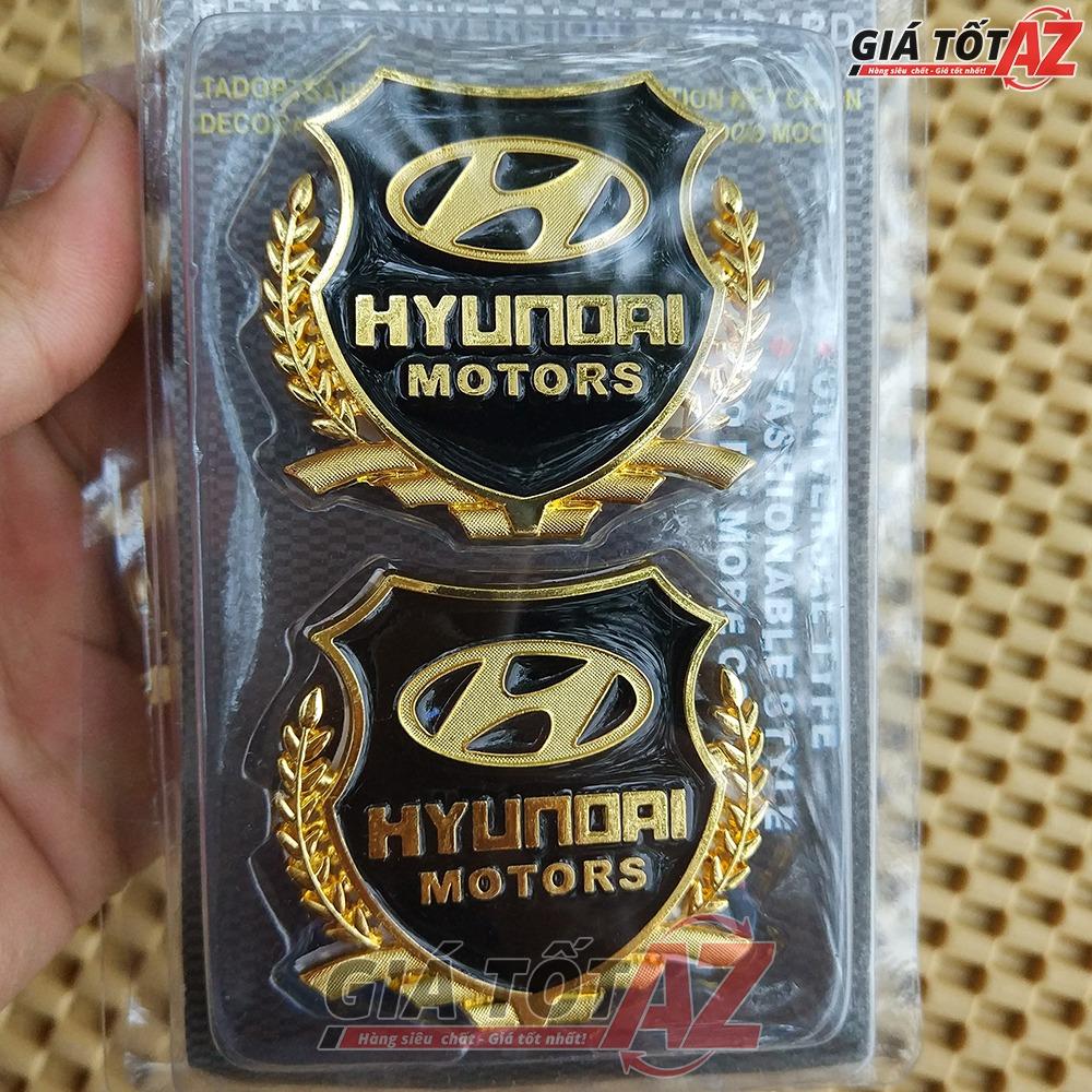 Bộ 2 huy hiệu logo H.Y.U.N.D.A.I nổi 3D gắn xe ô tô loại cao cấp - Mầu vàng đẳng cấp