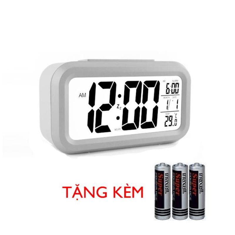 Đồng Hồ Điện Tử Để Bàn Với Đèn LED Đa Chức Năng: Thời Gian, Lịch, Báo Thức, Nhiệt Độ (Trắng) + Tặng kèm 3 pin Maxell bán chạy