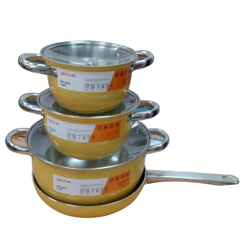Bộ 3 nồi 1 chảo inox cao cấp GoldSun