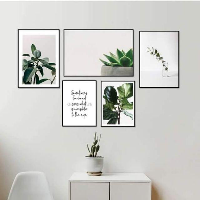 Combo bộ lá xanh 5 tranh kèm khung