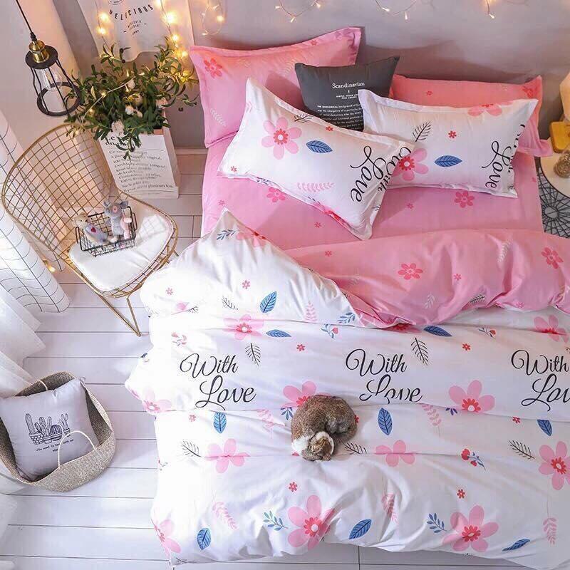 Bộ chăn ga gối hàn quốc hoa 160x200
