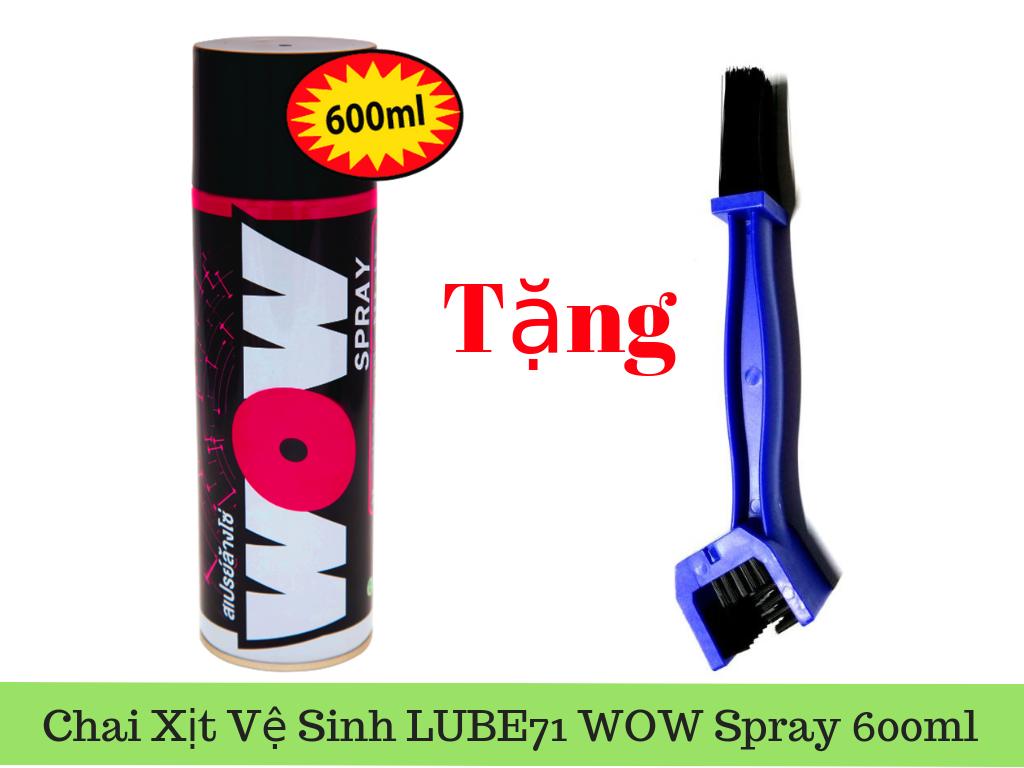 Chai xịt vệ sinh Sên LUBE71 WOW Spray 600ml + Tặng Bàn Chải
