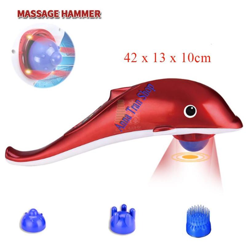 Máy massage cầm tay cá heo (đỏ) + Tặng kèn Harmonica nhập khẩu