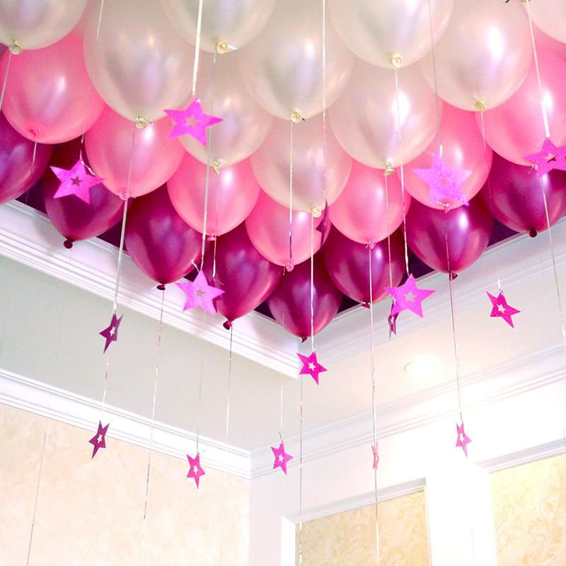 Bộ 100 vỏ bóng bay màu hồng nhũ nhạt, đậm và bạc