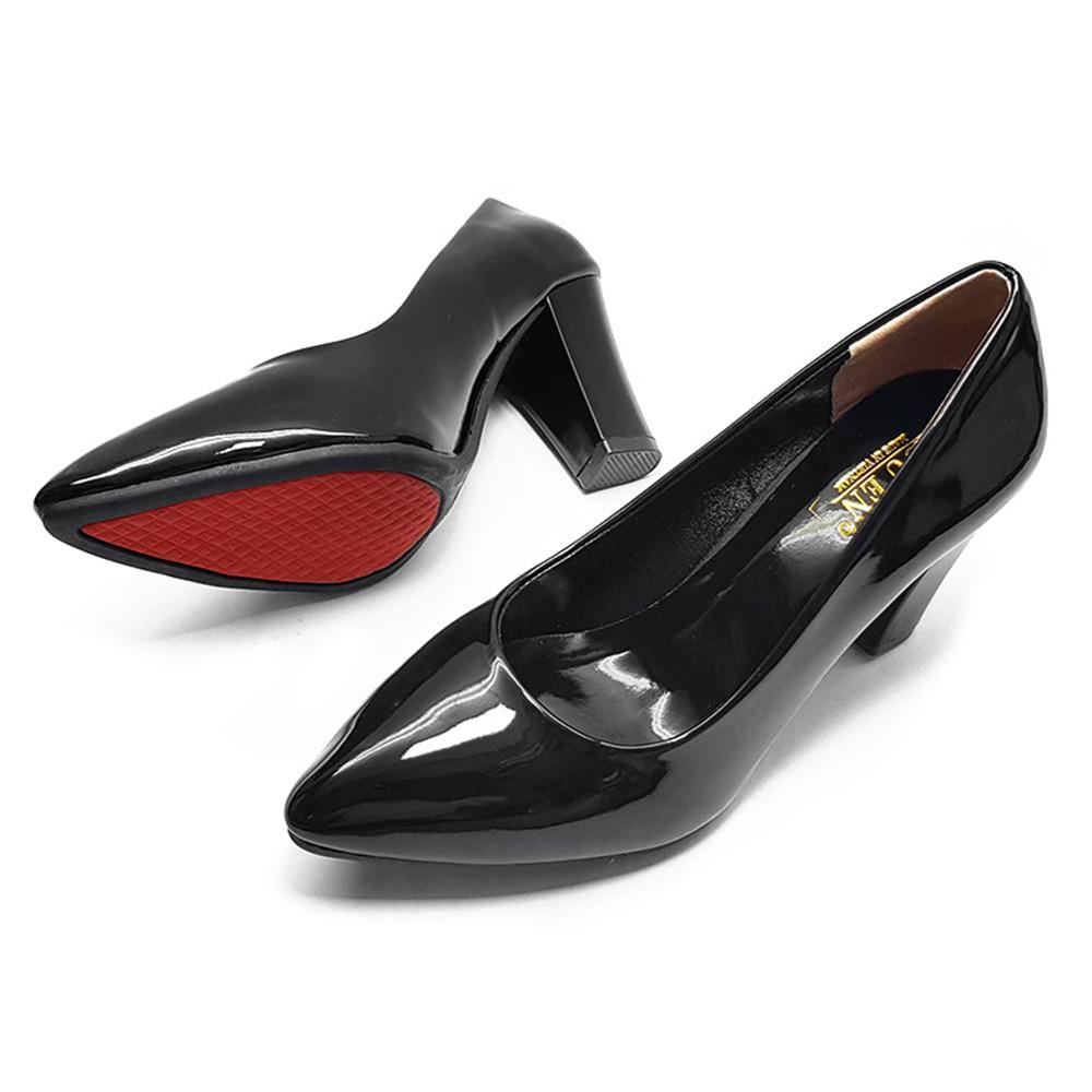 Giày cao gót đẹp nữ da bóng đế vuông cao 7cm new arrival 2018 evelynv 7p04999an