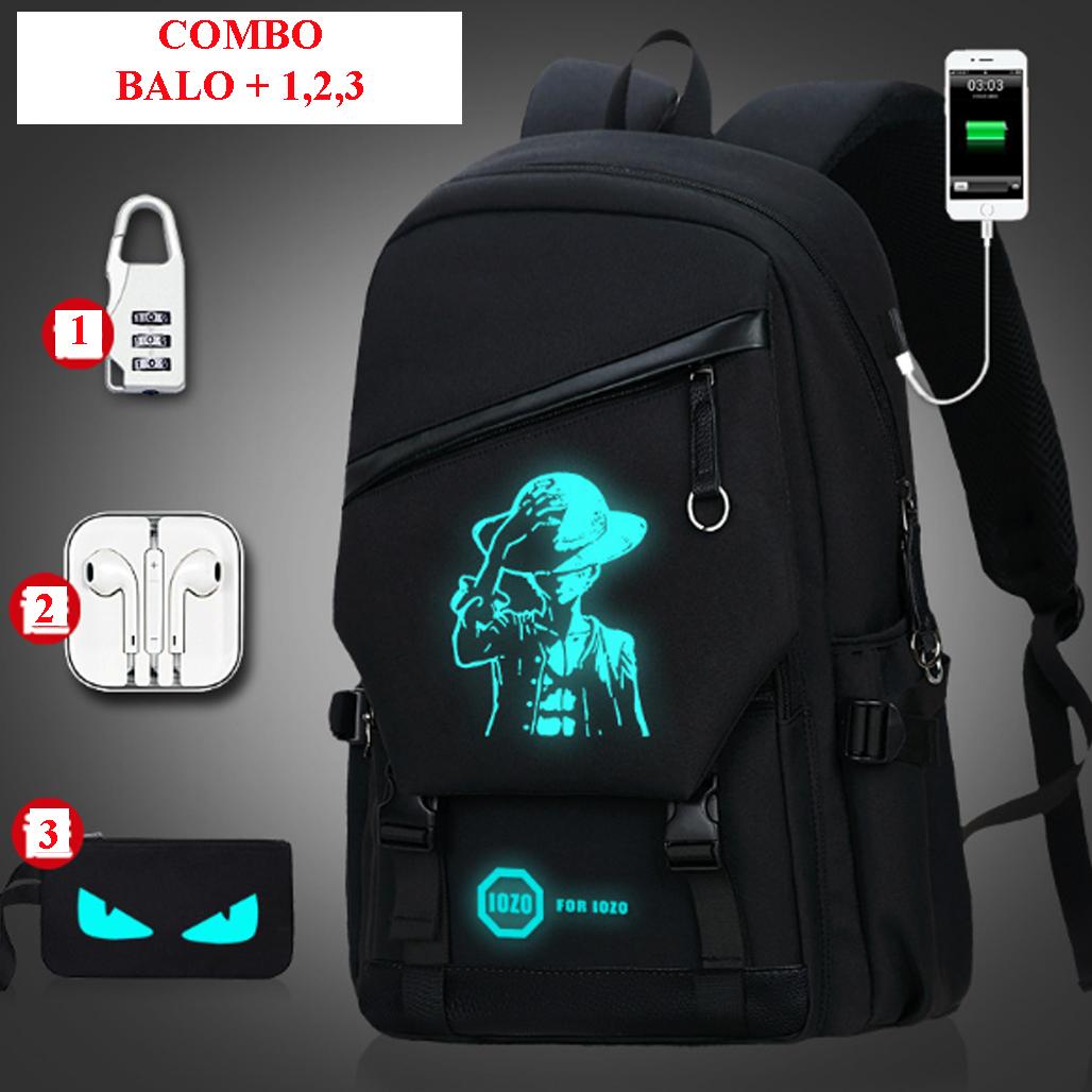 Balo Phát Sáng Ohazo Bl19 + Ví Mắt, Tai Nghe, Cáp Sạc USB, Khóa Chống Trộm, Balo Đi Học Cực CHất