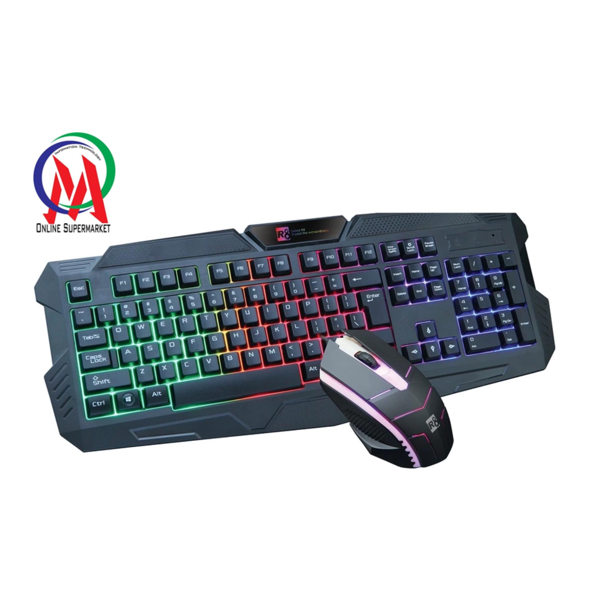 Kb + mouse r8 1916 led đen