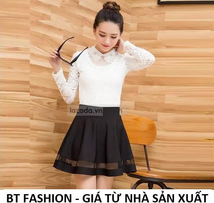 Chân Váy Xòe Lưng Thun Duyên Dáng Thời Trang Hàn Quốc - BT Fashion (VA003- Phối Lưới)